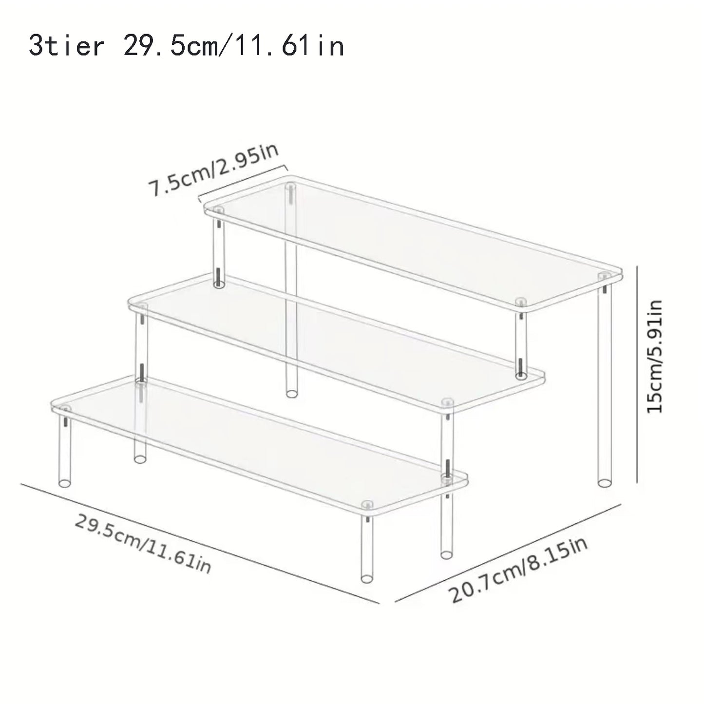 Clear Acrylic Display Stand: Cupcake, Perfume, and Cosmetics Organizer with Shelf Risers for Food, Tabletop, and Decor