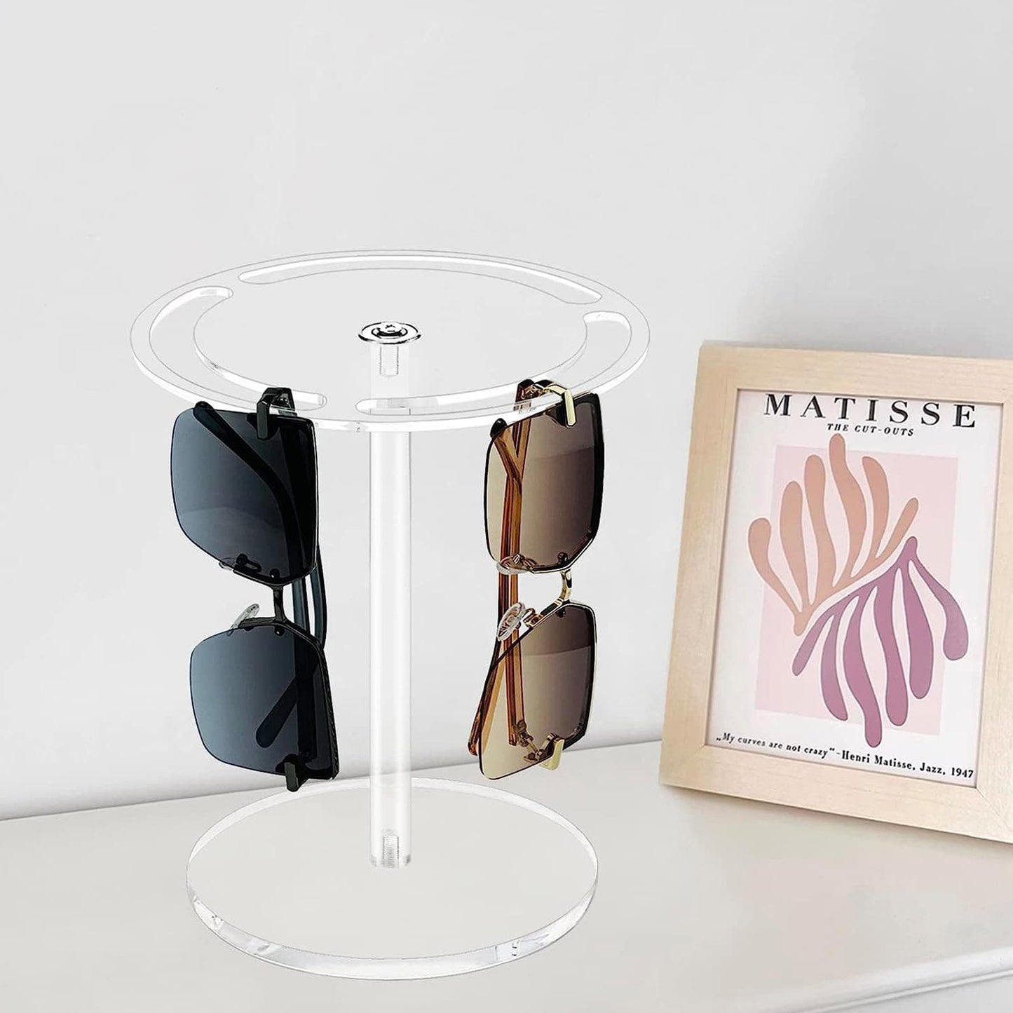1pc Sunglasses Holder, 360 RotatingSunglasses Display Stand, Eyeglasses DisplayRack,Sunglasses OrganizerFor Desk DresserTabletop, Vanity Organizer, HomeOrganization And Storage Supplies, RoomDecor