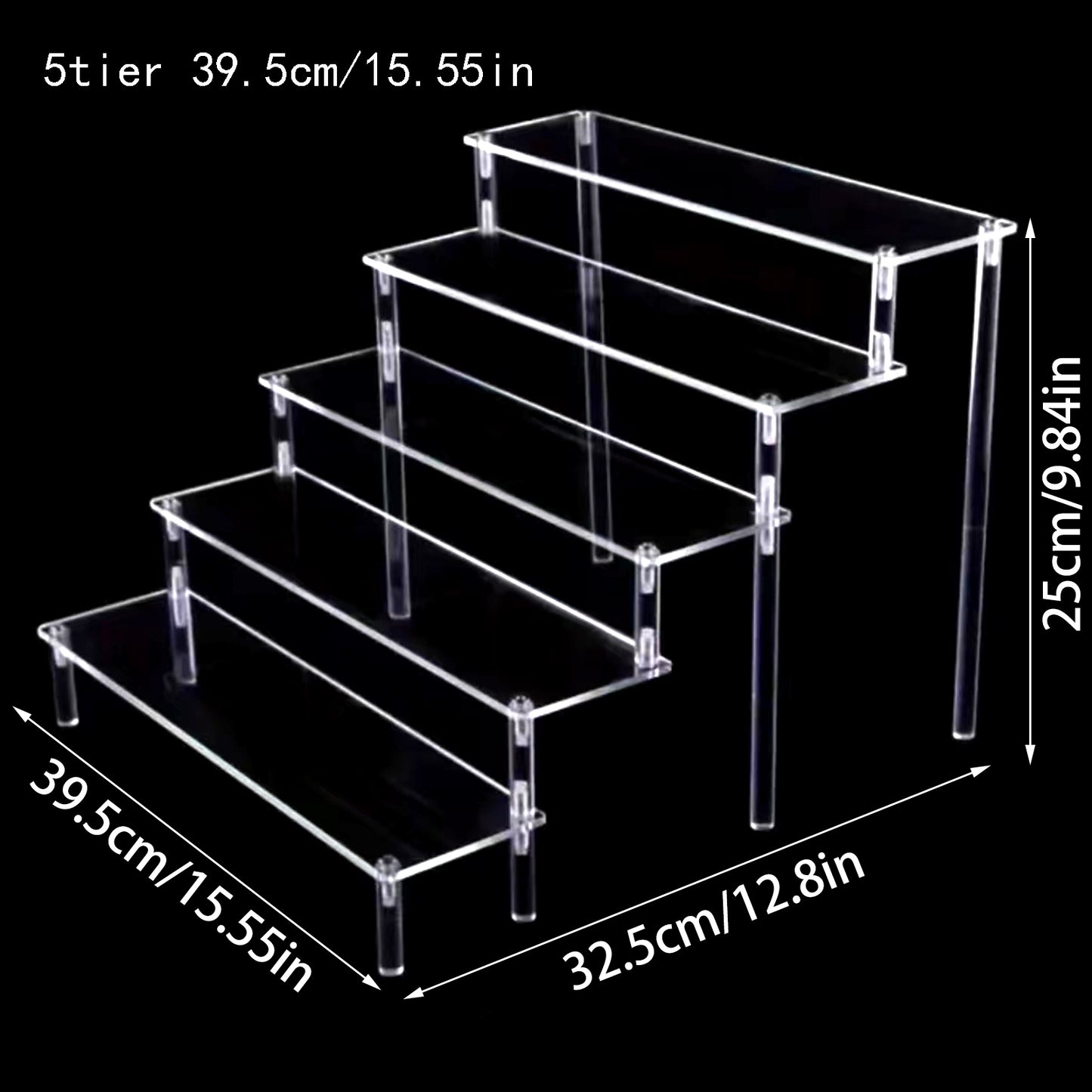 Clear Acrylic Display Stand: Cupcake, Perfume, and Cosmetics Organizer with Shelf Risers for Food, Tabletop, and Decor