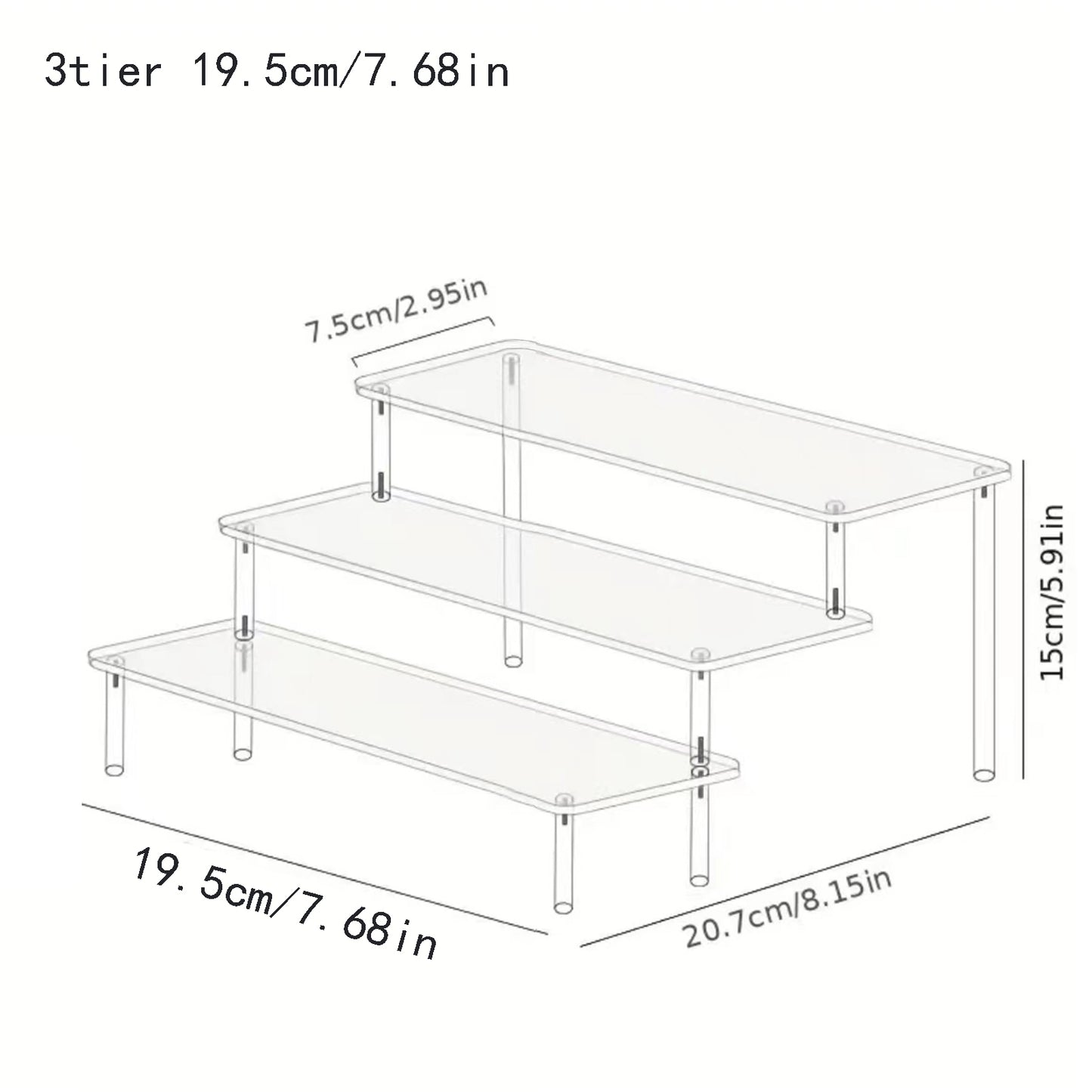 Clear Acrylic Display Stand: Cupcake, Perfume, and Cosmetics Organizer with Shelf Risers for Food, Tabletop, and Decor