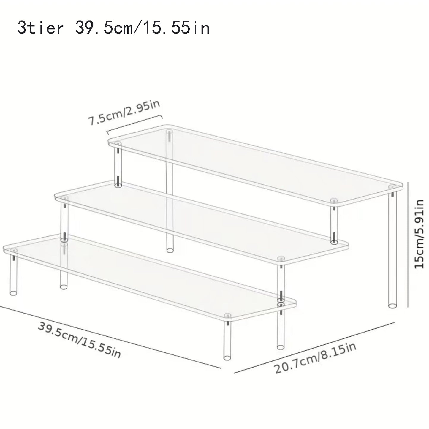 Clear Acrylic Display Stand: Cupcake, Perfume, and Cosmetics Organizer with Shelf Risers for Food, Tabletop, and Decor