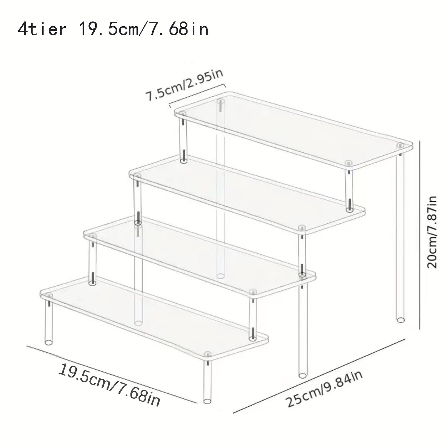 Clear Acrylic Display Stand: Cupcake, Perfume, and Cosmetics Organizer with Shelf Risers for Food, Tabletop, and Decor