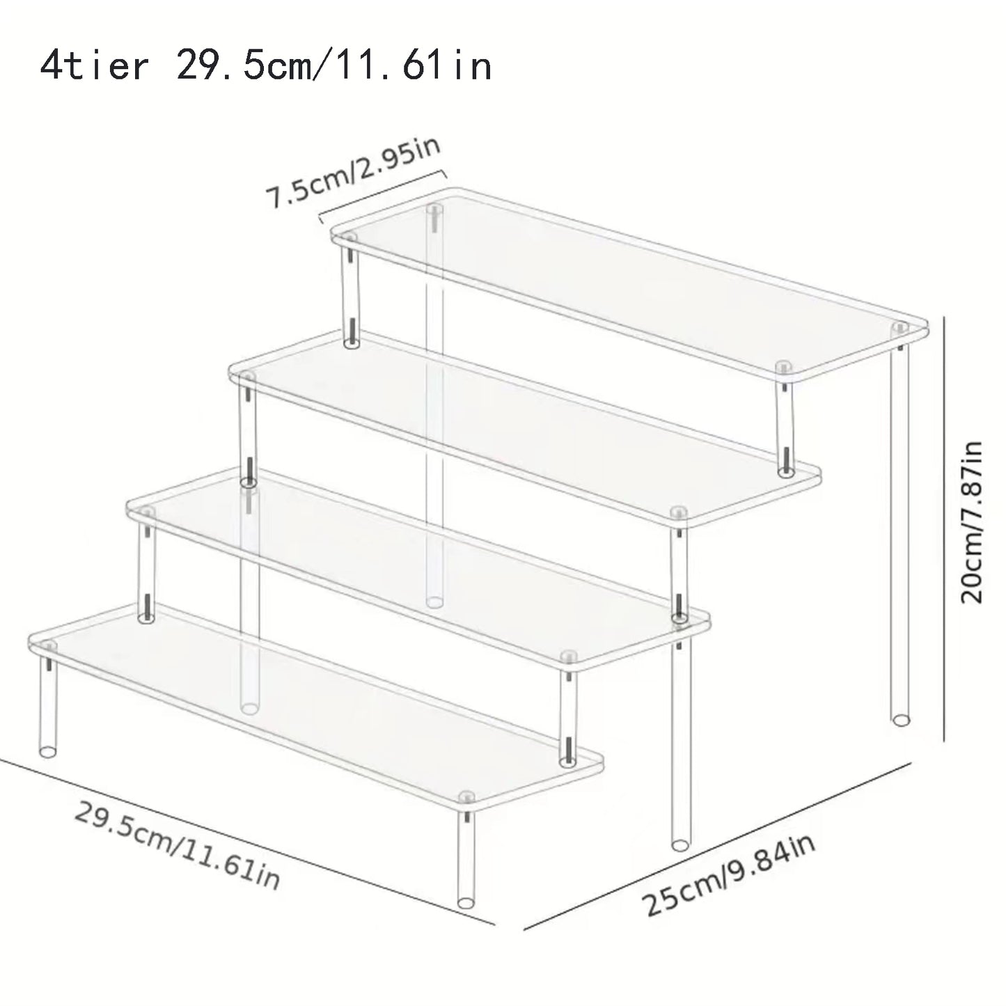 Clear Acrylic Display Stand: Cupcake, Perfume, and Cosmetics Organizer with Shelf Risers for Food, Tabletop, and Decor