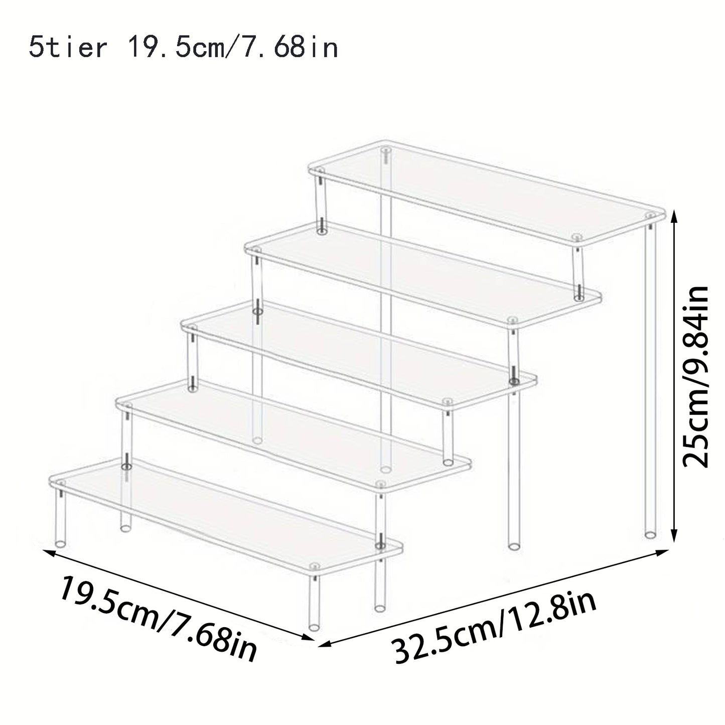 Clear Acrylic Display Stand: Cupcake, Perfume, and Cosmetics Organizer with Shelf Risers for Food, Tabletop, and Decor