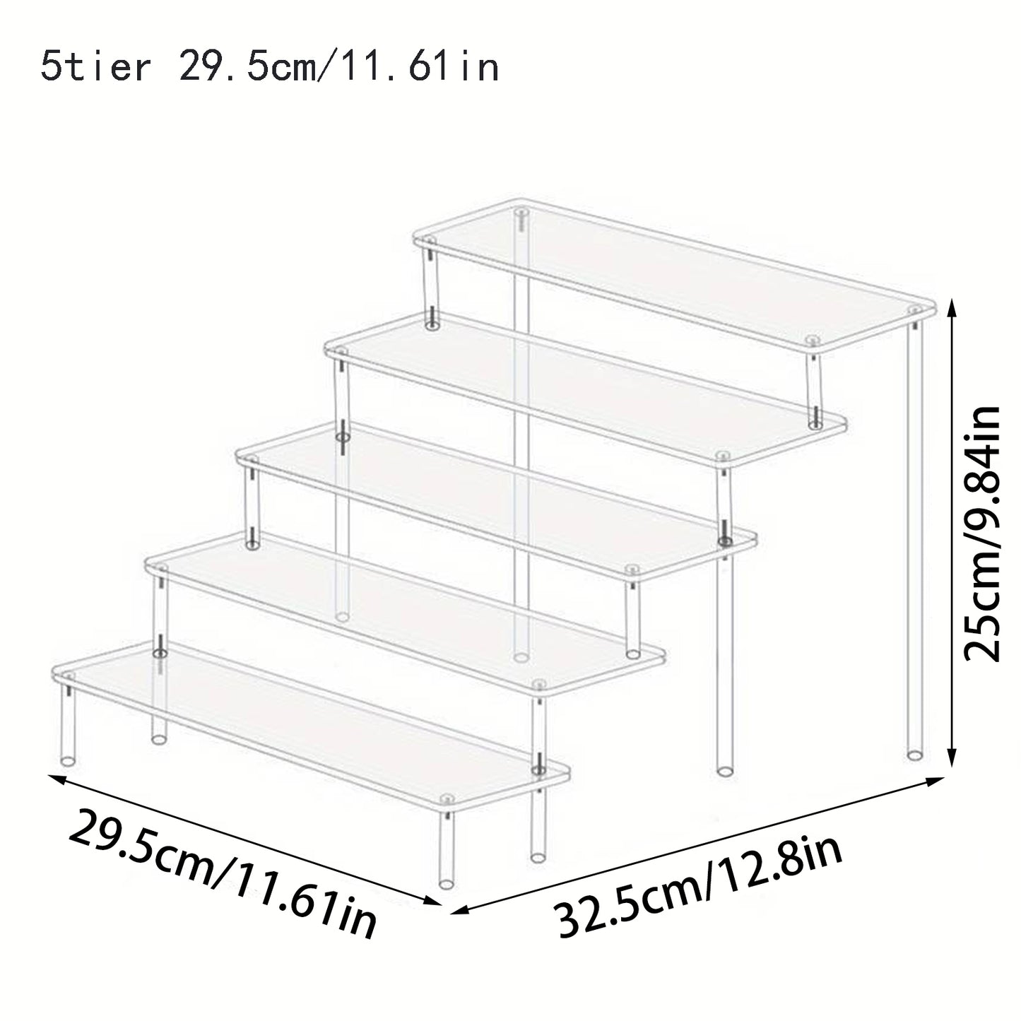 Clear Acrylic Display Stand: Cupcake, Perfume, and Cosmetics Organizer with Shelf Risers for Food, Tabletop, and Decor