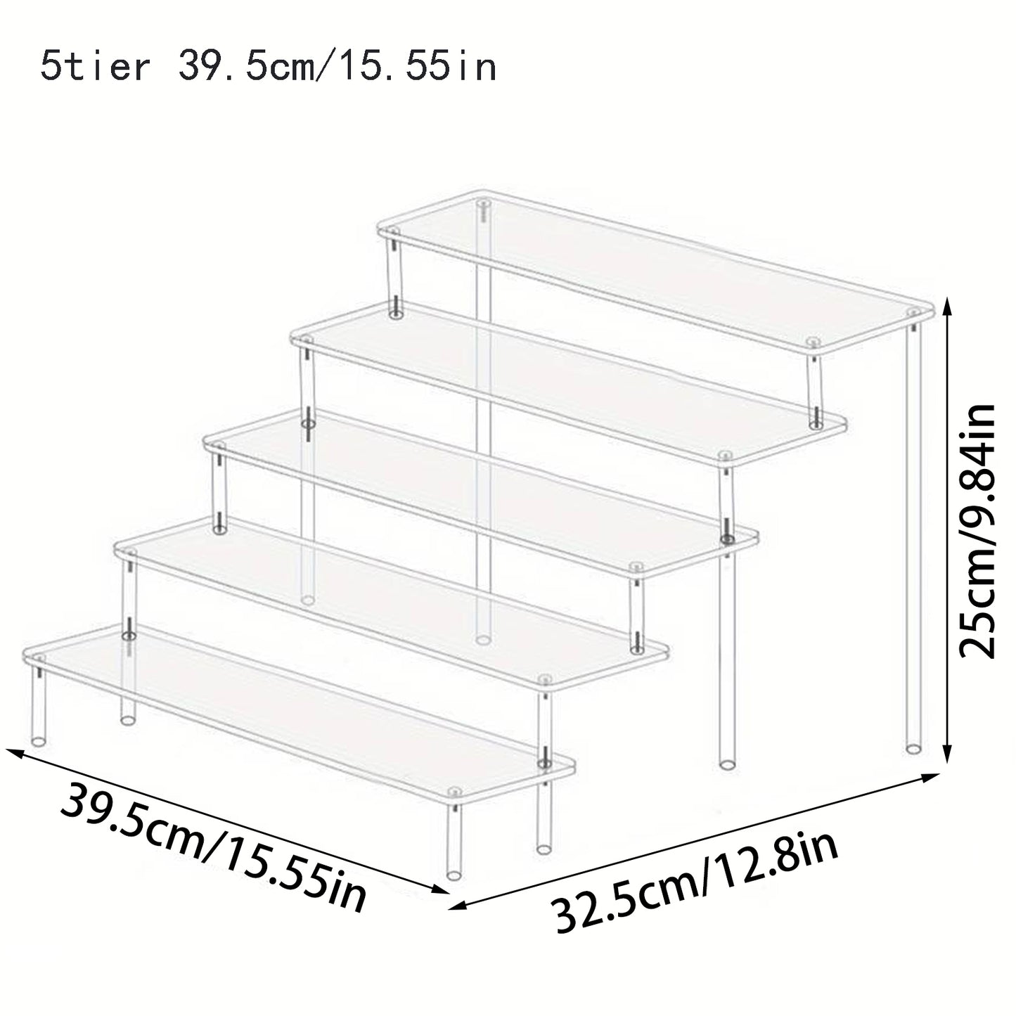 Clear Acrylic Display Stand: Cupcake, Perfume, and Cosmetics Organizer with Shelf Risers for Food, Tabletop, and Decor