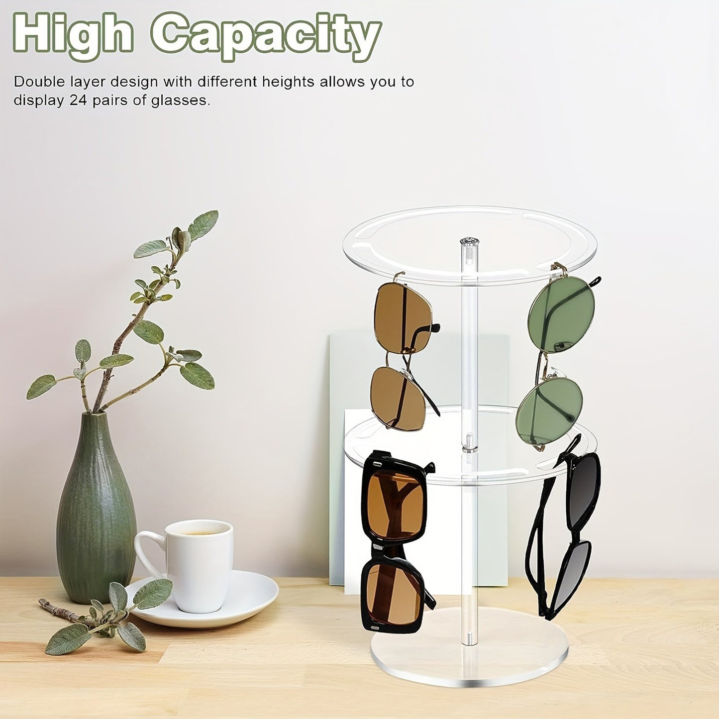 1pc Sunglasses Holder, 360 RotatingSunglasses Display Stand, Eyeglasses DisplayRack,Sunglasses OrganizerFor Desk DresserTabletop, Vanity Organizer, HomeOrganization And Storage Supplies, RoomDecor