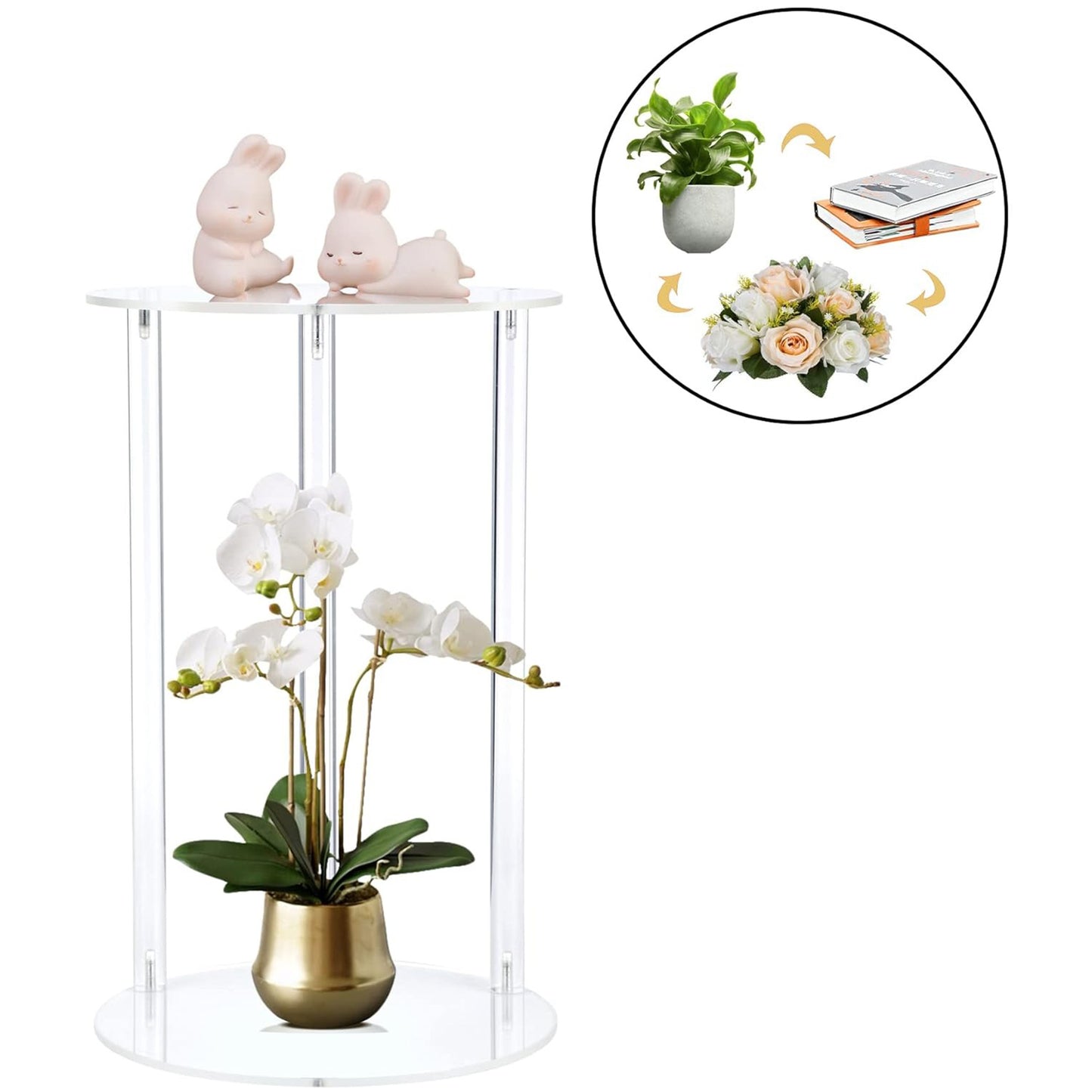 1pc Mini Acrylic Flower Basket Wedding Centerpieces, Clear Flower Stand, Geometric Floral Elegant Display Stand For Birthday Party Wedding Table Decoration